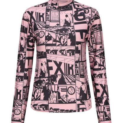 Y2K Anime Print T-Shirt, Long Sleeve High Neck Casual Top, Women's Clothing