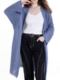 vlovelaw  Solid Open Front Long Length Cardigan, Elegant Long Sleeve Sweater For Spring & Fall, Women's Clothing