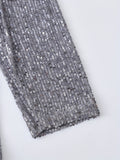 Glitter Sequin Decor Open Front Blazer, Casual Lapel Long Sleeve Blazer, Women's Clothing