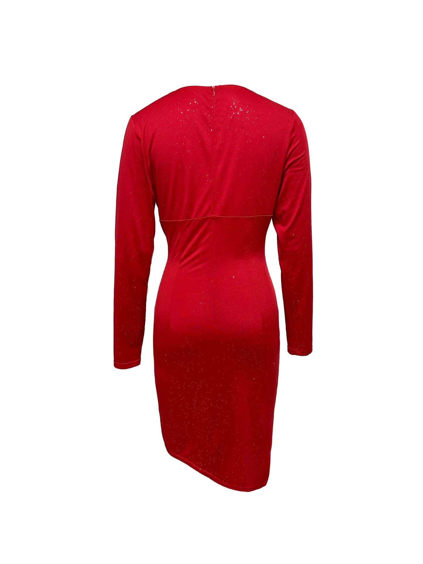 vlovelaw  Ruched Bodycon V Neck Dress, Elegant Long Sleeve Dress For Party & Banquet, Women's Clothing