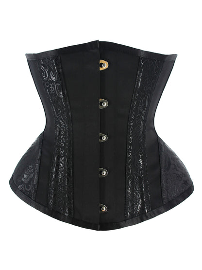 Romantic Retro Charm - Luxurious Jacquard Strapless Corset Bustier with Firm Tummy Control - Adjustable Lace Up Body Shaper for Womens Lingerie Collection