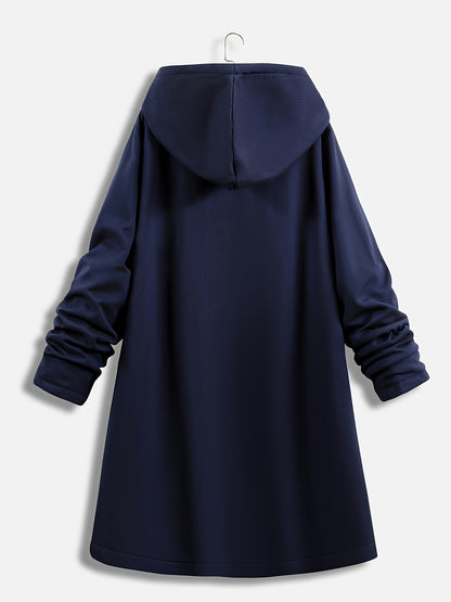 vlovelaw Plus Size Hoodie Fleece Liner Zip Up Coat, Women's Plus Warm Winter Casual Faux Fur Coat