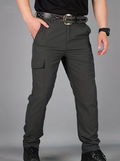 Men's Solid Color Summer Outdoor Thin Breathable Casual Trousers With Multi-pocket Design