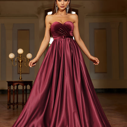 vlovelaw  Solid Floor Length Tube Dress, Elegant Sleeveless Dress For Party & Banquet, Women's Clothing