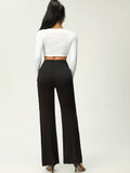 vlovelaw  Women's Solid Flare Leg Pants, High Waist Stretchy Pants, Casual Every Day Pants, Women's Clothing