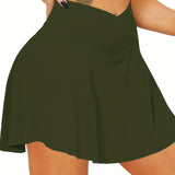 vlovelaw  Solid High Waist Skorts, Sexy Summer Mini Skirts With Pockets, Women's Clothing