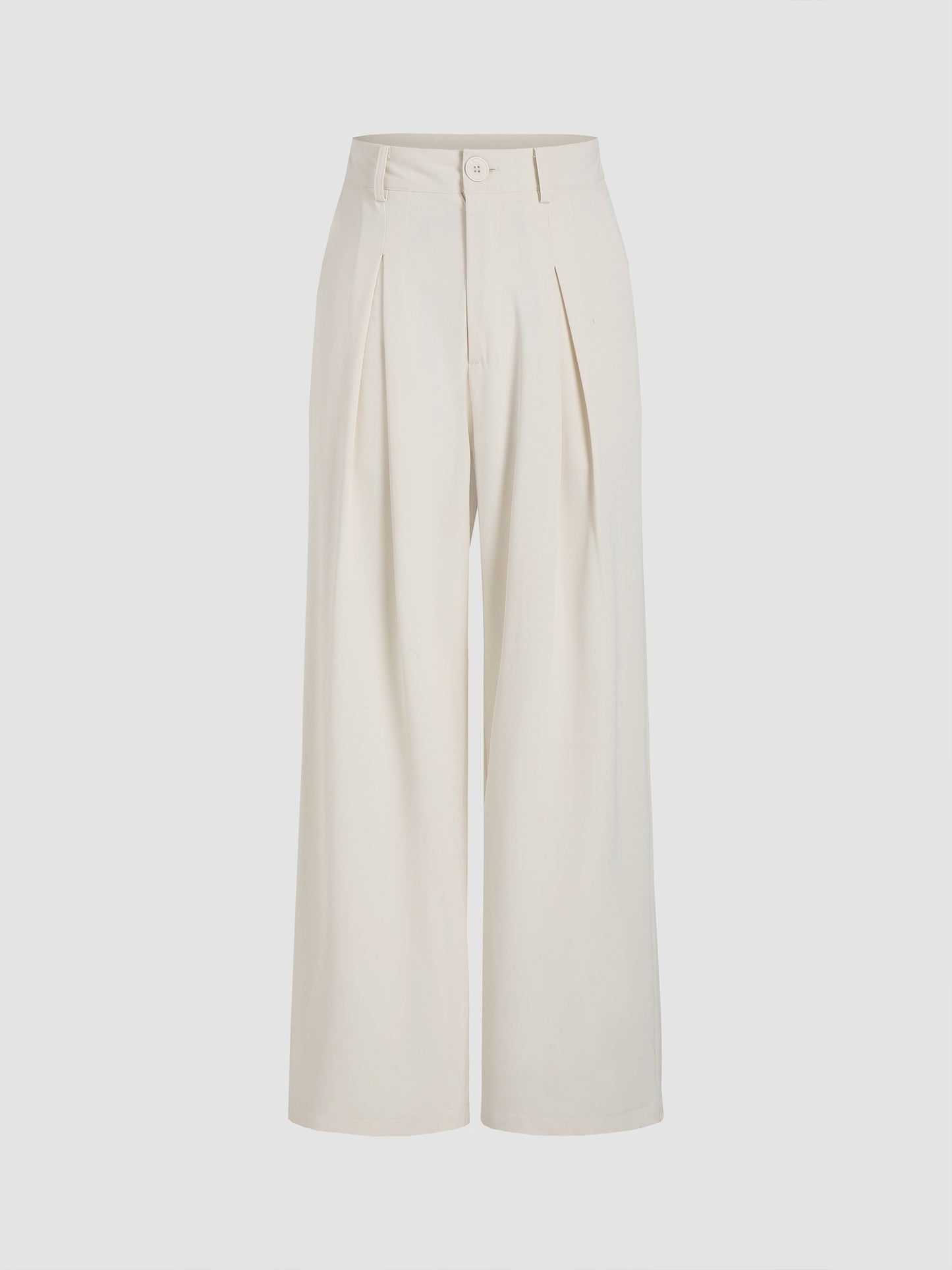 Solid Wide Leg Pants, Elegant Button Slant Pocket Draped Pants, Women's Clothing