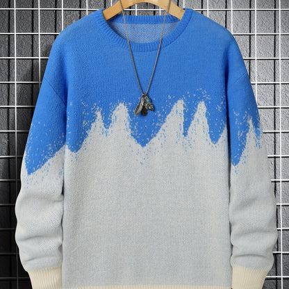 vlovelaw New Trendy And Loose Couple's Wear For Spring And Autumn, Round Neck Contrast Color Knitted Pullover Men's Top, Can Be Worn Indoors And Outdoors, And Is Also A Good Choice As A Gift