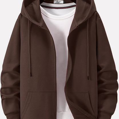 vlovelaw  Men's Spring And Autumn Thin Solid Composite Cotton Outdoor Casual Zipper Sweater Hooded Cardigan Coat