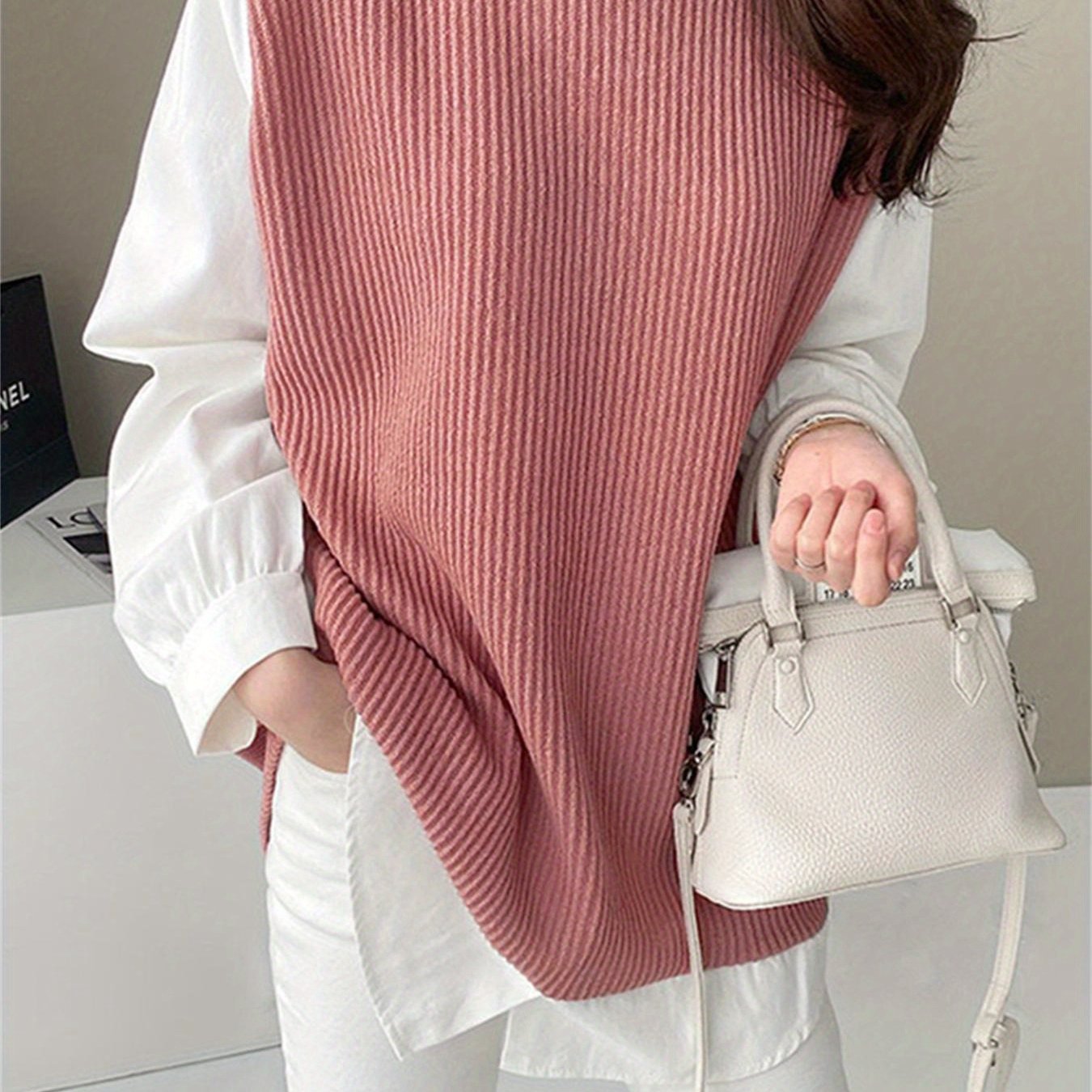 vlovelaw  Plus Size Casual Sweatshirt, Women's Plus Patchwork Long Sleeve Round Neck 2 In 1 Split Pullover Top