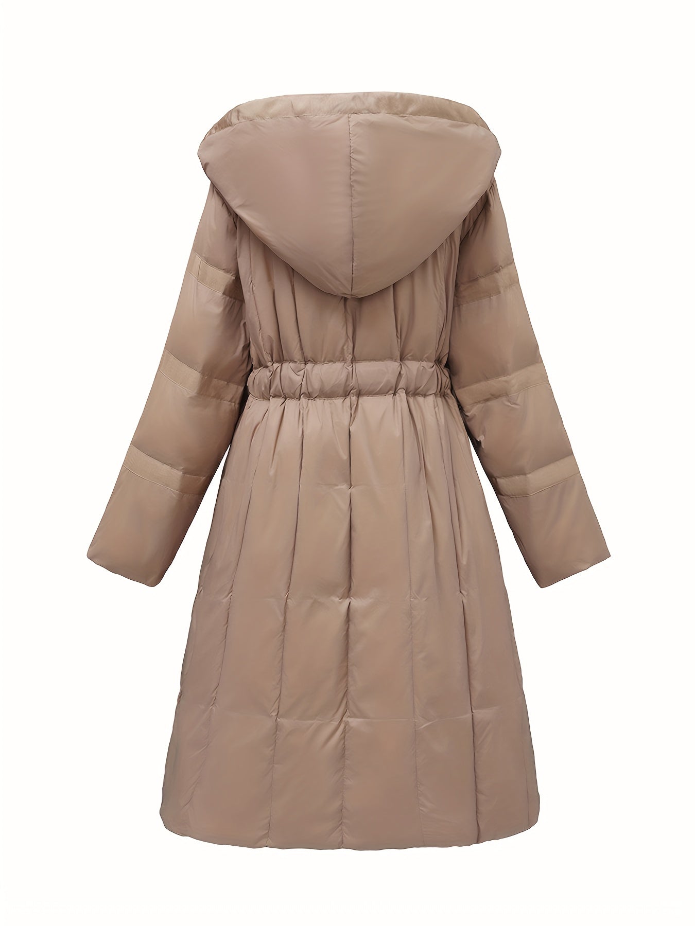 vlovelaw  Knee-Length Slim Fit Versatile Down Jacket, Winter Hooded Puffer Coat, Women's Clothing