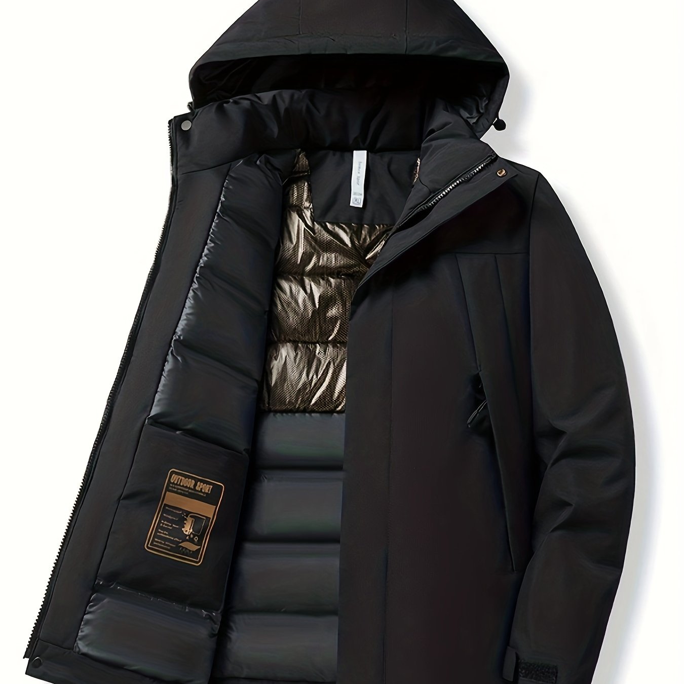 vlovelaw  Contrast Color Thermal Windproof Hooded Jacket, Zipper Pocket Waterproof Warm Jacket Coat For Fall & Winter, Women's Clothing