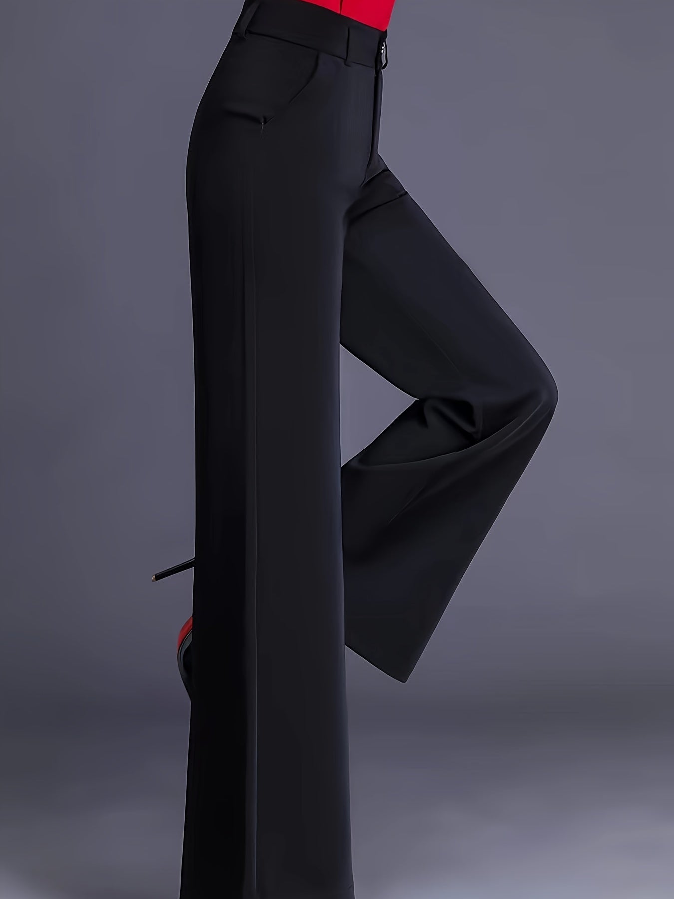 vlovelaw  Solid Color Wide Leg Pants, Casual High Waist Loose Pants, Women's Clothing