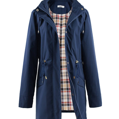 vlovelaw  Drawstring Waist Hooded Zip Up Coat, Casual Long Sleeve Coat For Fall & Winter, Women's Clothing