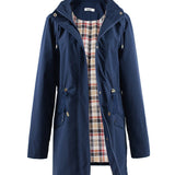 vlovelaw  Drawstring Waist Hooded Zip Up Coat, Casual Long Sleeve Coat For Fall & Winter, Women's Clothing