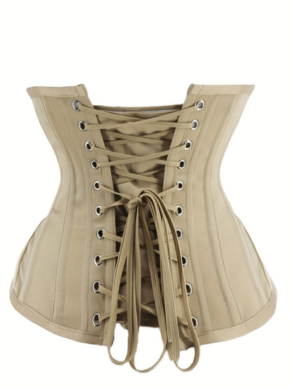 Romantic Retro Charm - Luxurious Jacquard Strapless Corset Bustier with Firm Tummy Control - Adjustable Lace Up Body Shaper for Womens Lingerie Collection