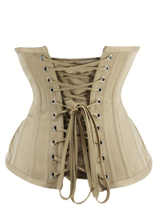 Romantic Retro Charm - Luxurious Jacquard Strapless Corset Bustier with Firm Tummy Control - Adjustable Lace Up Body Shaper for Womens Lingerie Collection