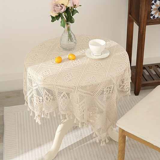 1pc Bohemian Macrame Table Runner - Exquisite Crochet Craft, Vintage Farmhouse Charm, Boho Burlap Blend for Rustic Elegance - Ideal for Wedding, Dining, Party, and Holiday Home Decor