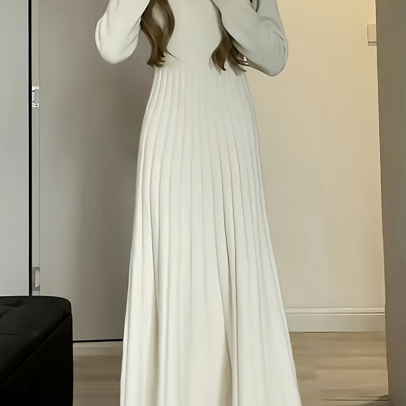 vlovelaw  Solid Knitted Slim Dress, Elegant Long Sleeve Midi Dress For Fall & Winter, Women's Clothing