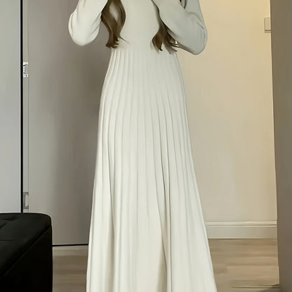 vlovelaw  Solid Knitted Slim Dress, Elegant Long Sleeve Midi Dress For Fall & Winter, Women's Clothing