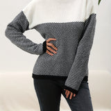 vlovelaw  Long Sleeve Elegant Loose Sweater, High Neck Casual Sweater For Winter & Fall, Women's Clothing