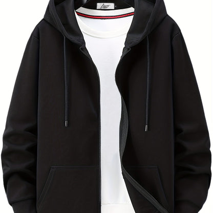 vlovelaw  Men's Spring And Autumn Thin Solid Composite Cotton Outdoor Casual Zipper Sweater Hooded Cardigan Coat