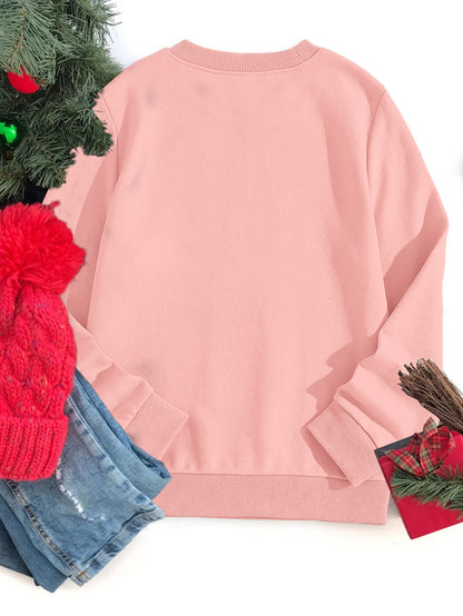 Cute Holiday Hippo Print Long Sleeve Sweatshirt for Girls - Soft, Loose-Fit, Casual Kids Clothing Gift - Fun Graphic Tee for Christmas