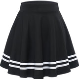 vlovelaw  Striped A-Line Skater Skirt, Versatile High Waist Skirt For Spring & Summer, Women's Clothing
