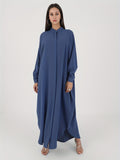 vlovelaw Solid Batwing Sleeve Kaftan Abaya, Elegant Loose Split Maxi Length Dress, Women's Clothing