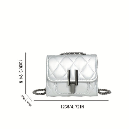 vlovelaw  Mini Trendy Square Shoulder Chain Bag, Argyle Pattern Crossbody Wallet, Women's Classic Purse