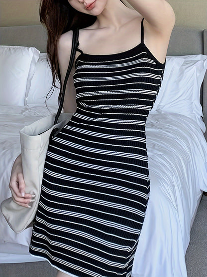vlovelaw  Striped Spaghetti Strap dress, Casual Sleeveless Cami Dress For Spring & Summer, Women's Clothing