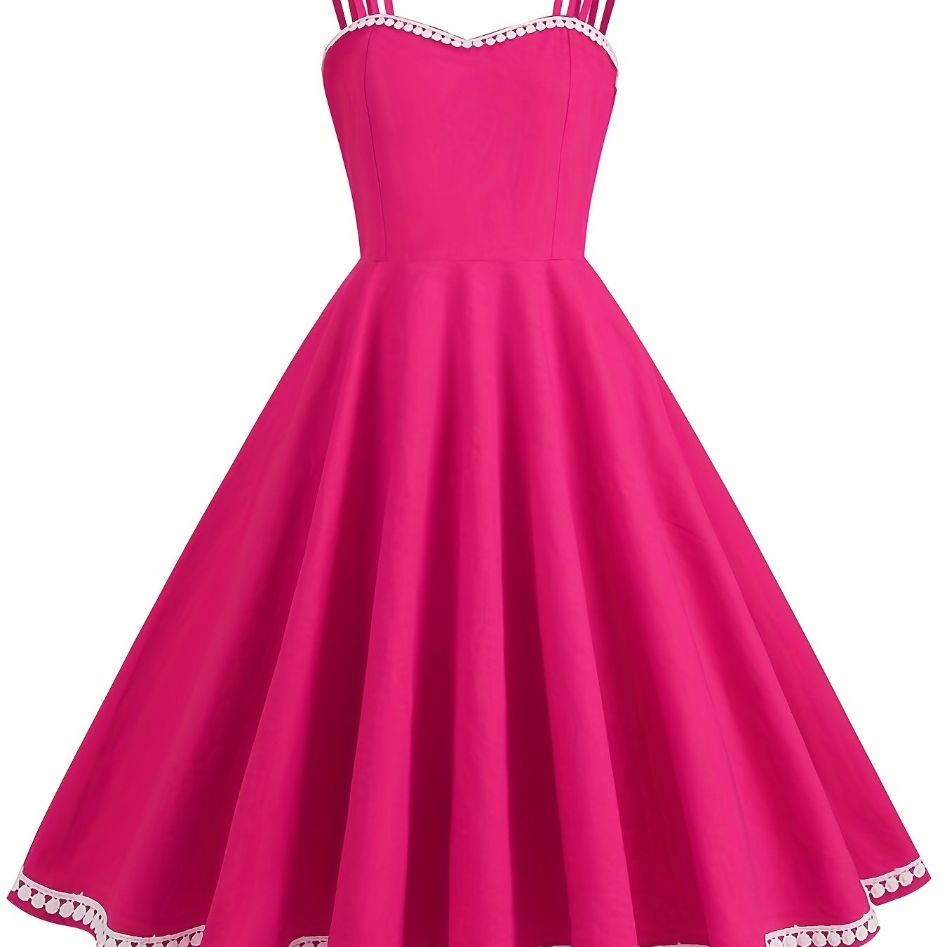 vlovelaw Solid Spaghetti Strap Dress, Vintage A Line Sleeveless Party Dress, Women's Clothing