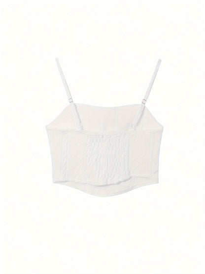 vlovelaw  Lace Up Crop Cami Top, Chic Sleeveless Strap Top For Summer, Women's Clothing