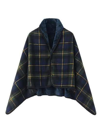 vlovelaw  Men'S Cape Wearable Blanket Flannel Shawl Wrap Comfy Poncho Throw With Buttons Spring Fall Winter Robe