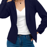 Elegant Solid Long Sleeve Blazer, Open Front Lapel Blazer, Elegant & Stylish Tops For Office & Work, Women's Clothing