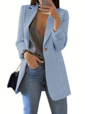 Lapel Neck Single Button Blazer, Casual Long Sleeve Blazer For Office & Work, Women's Clothing