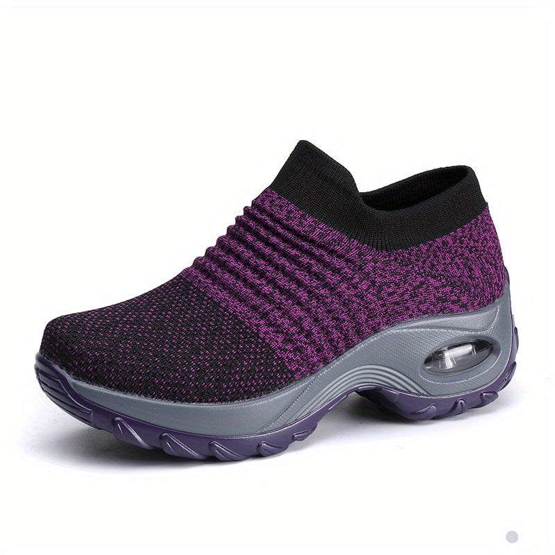 vlovelaw  Women's Air Cushion Sole Sock Sneakers, Lightweight Knit Slip On Shoes, Breathable Running Shoes