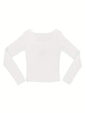 vlovelaw  vlovelaw  Star Pattern Crew Neck T-Shirt, Casual Long Sleeve Top For Spring & Fall, Women's Clothing