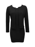 vlovelaw  Elegant Solid Slim Two-piece Dress Set, Long Sleeve Jacket & Bodycon Dress Outfits, Women's Clothing