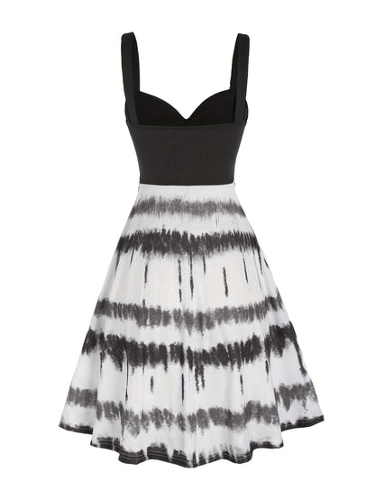 vlovelaw  Tie Dye Print Fake Button Dress, Casual Sleeveless Backless For Summer, Women's Clothing