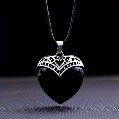 1PC Heart-Shaped Crystal Love Pendant - Healing & Meditation Necklace - Unisex Birthday Gift for Spiritual Enrichment