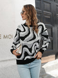vlovelaw  Women's Sweater Tie Dye Crew Neck Color Block Long Sleeve Loose Fall Winter Sweater