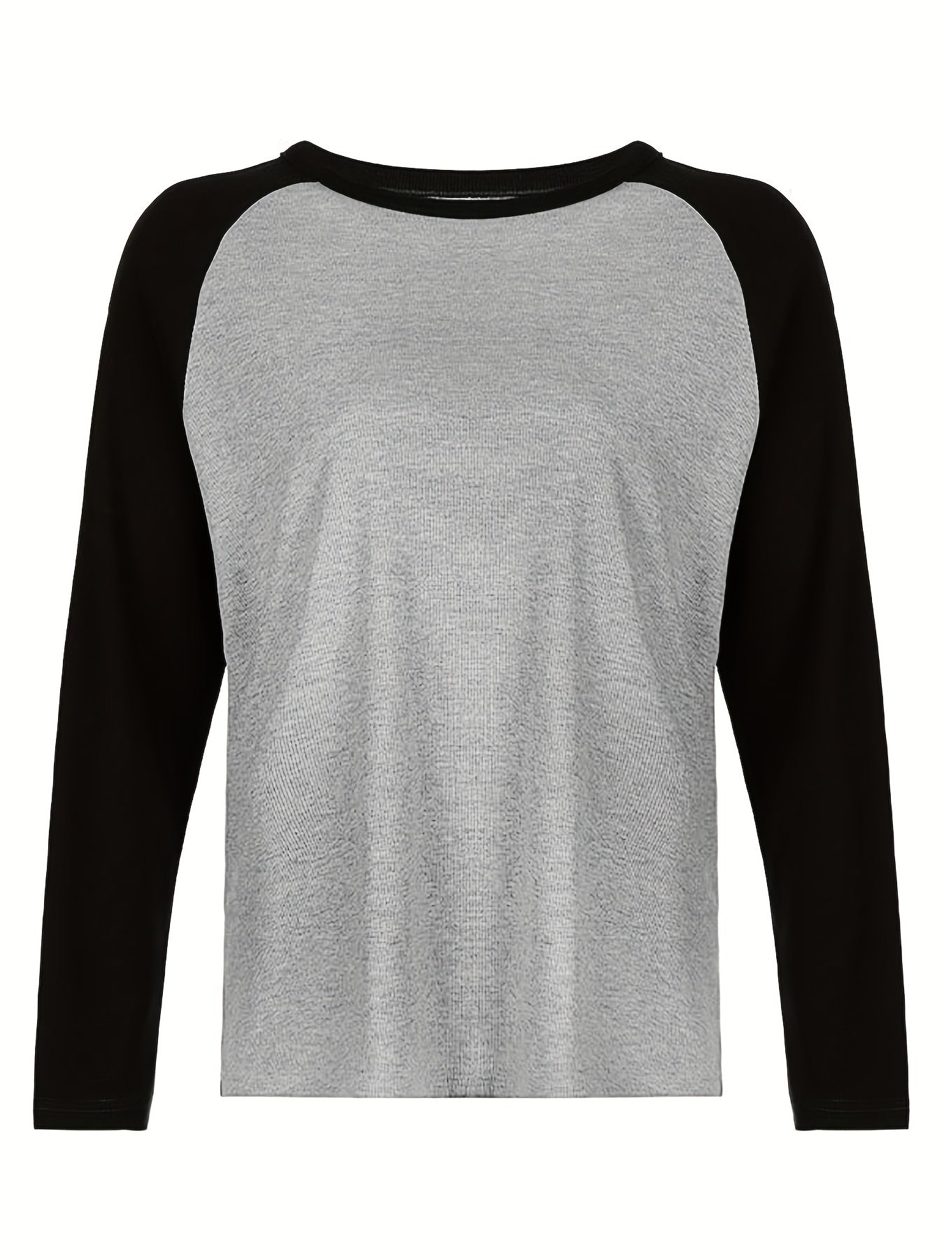 vlovelaw  Colorblock Crew Neck T-Shirt, Casual Raglan Sleeve Top For Spring & Fall, Women's Clothing