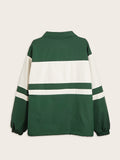 vlovelaw  Color Block Zip Up Long Sleeve Jacket, Vintage Loose Spring Warm Outerwear, Women's Clothing
