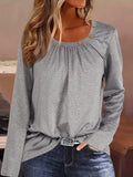 vlovelaw  Solid Button Decor T-Shirt, Versatile Long Sleeve Comfy T-Shirt For Spring & Fall, Women's Clothing
