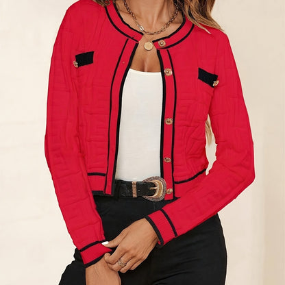 vlovelaw Button Front Textured Cardigan, Chic Long Sleeve Cardigan For Spring & Fall, Women's Clothing
