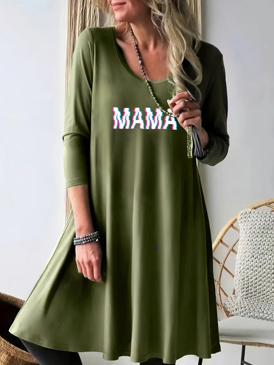 vlovelaw  Letter Print Sweatshirt Dress, Long Sleeve Crew Neck Casual Dress, Women's Clothing