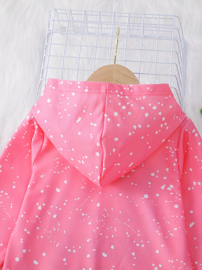 Girls Christmas Deer Print Hoodie Sweatshirt, Kids Long Sleeve Daily Casual Tops For Fall/ Spring, Gift Idea