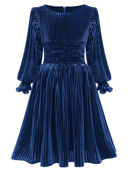 vlovelaw Girls Solid Velvet Style Long Sleeve Tutu Dress For Spring Fall Christmas Gift Birthday Party