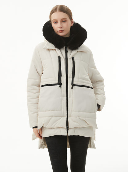 Ultra-Soft Fuzzy Trim Hooded Coat - Ultra-Warm Insulation, Relaxed Fit, Convenient Zip-Up, Long Sleeves, Detachable Hood - Designed for Women, Perfect for Outdoor Activities or Everyday Wear as Warm and Cozy Outerwear